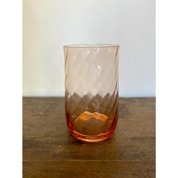 Vintage Peachy Pink Swirl Glass Pitcher | Glass Vase | Boho Chic - Picture 5 of 6